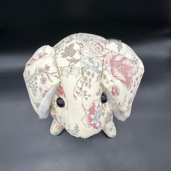 Vintage Floral Bunny Rabbit Plush Stuffed Animal Stand Up Cream Pink Cottagecore - Picture 6 of 12